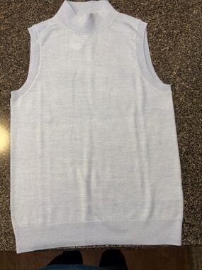 NWT J. Crew Light Blue Sleeveless Mock-Neck Tank Size S Merino Mix